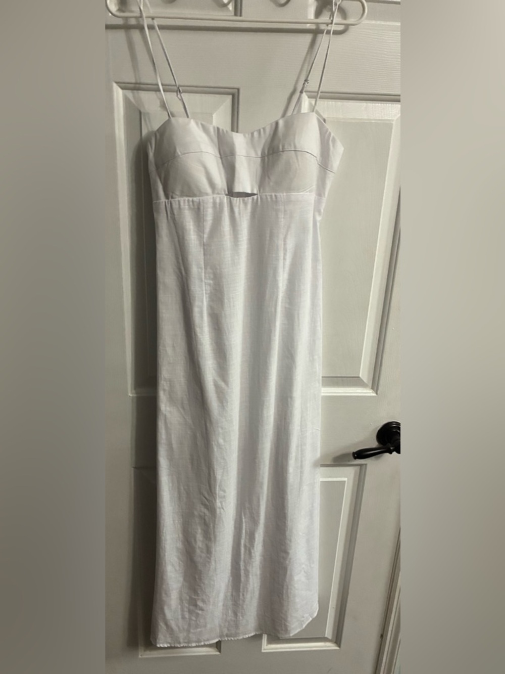 White 100% Cotton Maxi Dress with Sweetheart Neckline